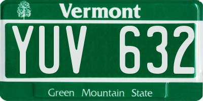 VT license plate YUV632
