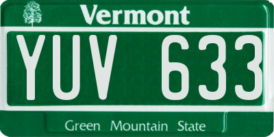 VT license plate YUV633