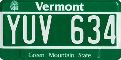 VT license plate YUV634