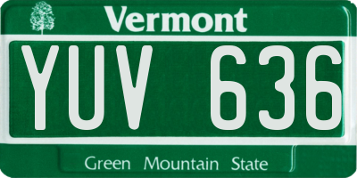 VT license plate YUV636