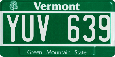 VT license plate YUV639