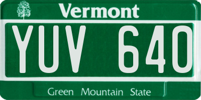 VT license plate YUV640