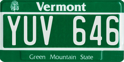 VT license plate YUV646