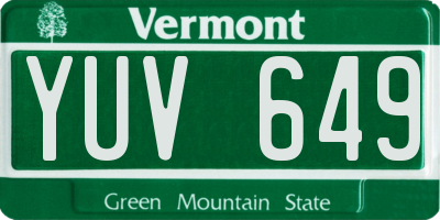 VT license plate YUV649