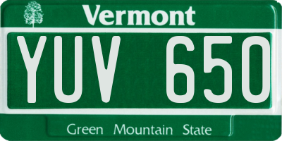 VT license plate YUV650