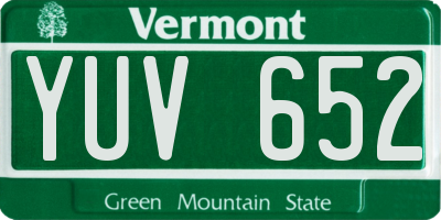 VT license plate YUV652