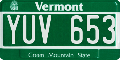 VT license plate YUV653
