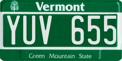 VT license plate YUV655