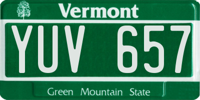 VT license plate YUV657