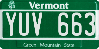 VT license plate YUV663
