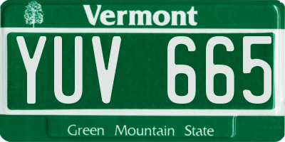 VT license plate YUV665