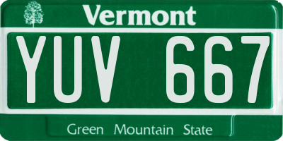 VT license plate YUV667