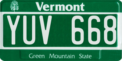 VT license plate YUV668