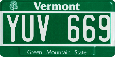 VT license plate YUV669