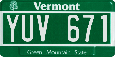 VT license plate YUV671
