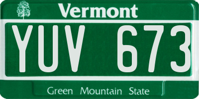 VT license plate YUV673