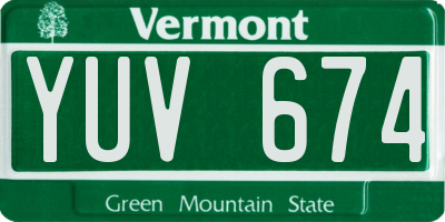 VT license plate YUV674