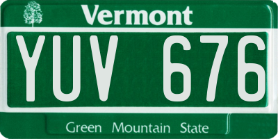 VT license plate YUV676