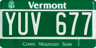 VT license plate YUV677