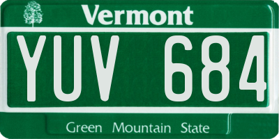 VT license plate YUV684