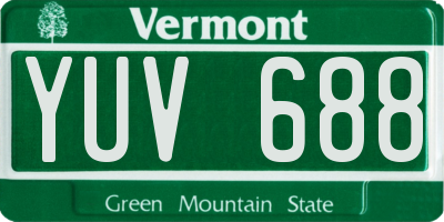 VT license plate YUV688