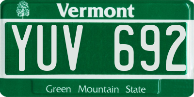 VT license plate YUV692