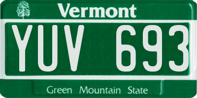 VT license plate YUV693