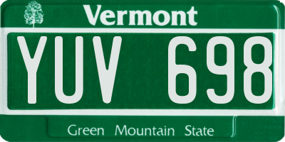 VT license plate YUV698