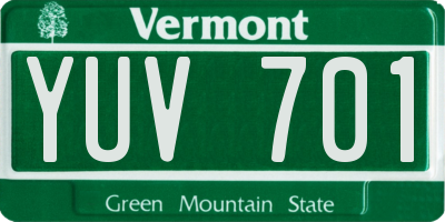 VT license plate YUV701