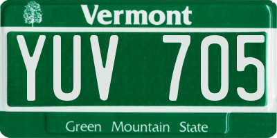 VT license plate YUV705