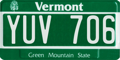 VT license plate YUV706