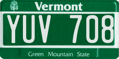VT license plate YUV708
