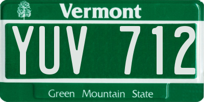 VT license plate YUV712