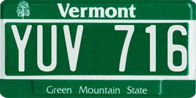 VT license plate YUV716