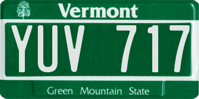 VT license plate YUV717