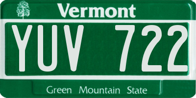 VT license plate YUV722