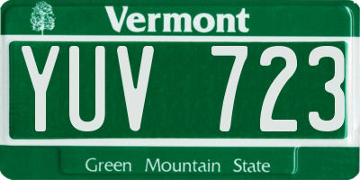 VT license plate YUV723