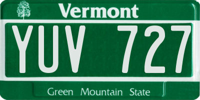 VT license plate YUV727