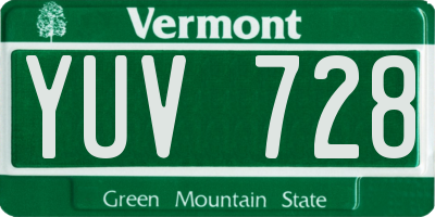 VT license plate YUV728