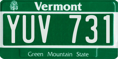 VT license plate YUV731