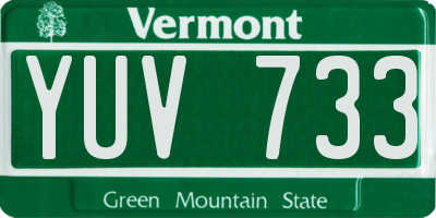 VT license plate YUV733