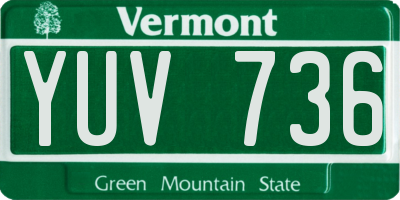 VT license plate YUV736