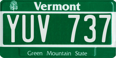 VT license plate YUV737