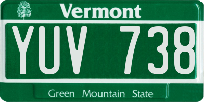 VT license plate YUV738