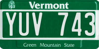 VT license plate YUV743