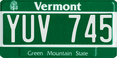 VT license plate YUV745