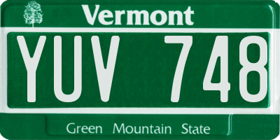 VT license plate YUV748