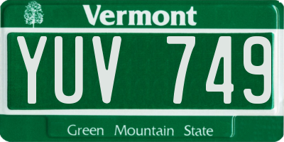 VT license plate YUV749