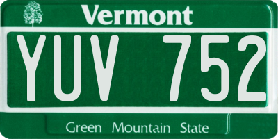 VT license plate YUV752