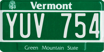 VT license plate YUV754